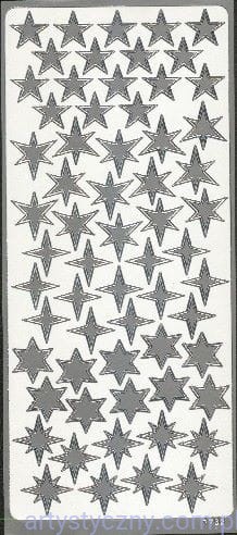 Naklejki 63 szt Gwiazdki Srebrne 1782