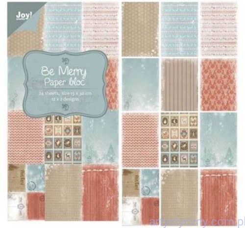 Papiery Ozdobne Joy - Be Merry - 15x30cm - 24 ark - 6011/0318