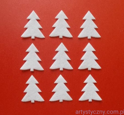 Aplikacje Choinki średnie BIAŁE z filcu 20 sztuk