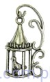Metal Charms - Cage with bird - Klatka i ptaszek - 4 szt
