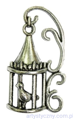 Metal Charms - Cage with bird - Klatka i ptaszek - 4 szt