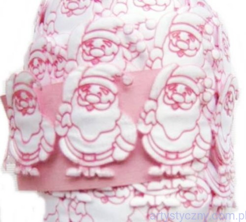 Aplikacje na taśmie Mikołaje Białe z czerwoną obwódką - 30szt