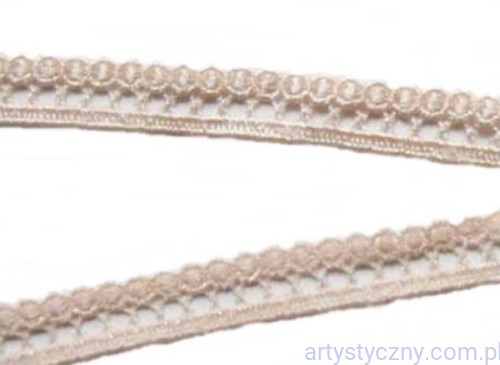 Brzoskwiniowa szwajcarska Koronka Gipiurowa Kropki Kropeczki - 1 metr