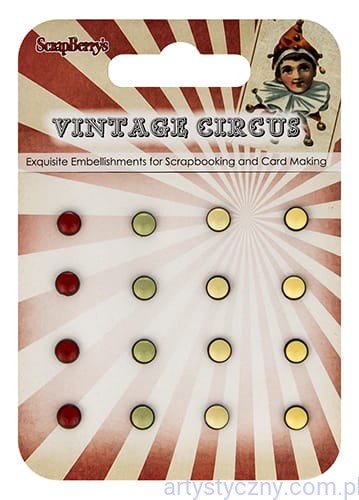 Ćwieki ozdobne enamel brads Vintage Circus - 16 szt