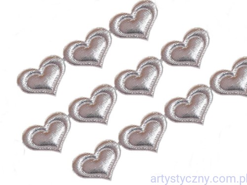 Aplikacje na taśmie SREBRNE Serca Serduszka 1,8 cm ~ 50 sztuk
