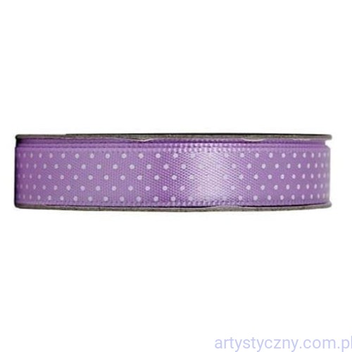 Tasiemka Satynowa Liliowa w Białe Kropki - Lilac Mist - 3 metry.jpg
