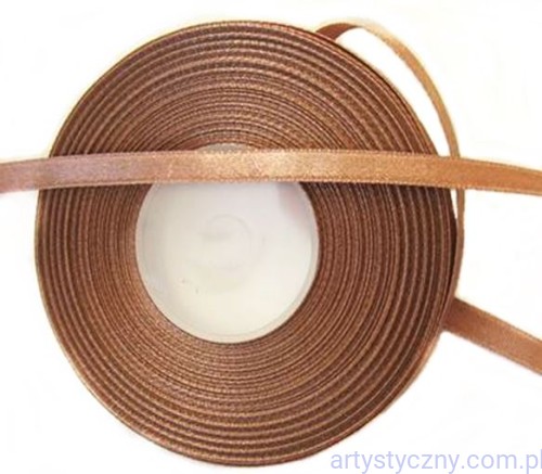 Tasiemka satynowa - wstążka - 6mm - Brązowa z280