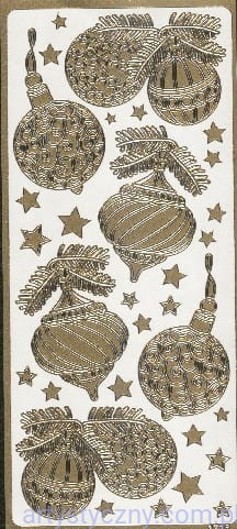 Złote Bombki - Naklejki Świąteczne - 1718