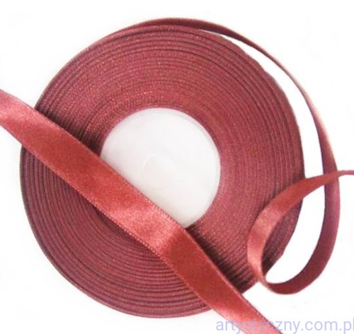 Tasiemka satynowa, wstążka 12mm - Miedziano-Brązowa 129