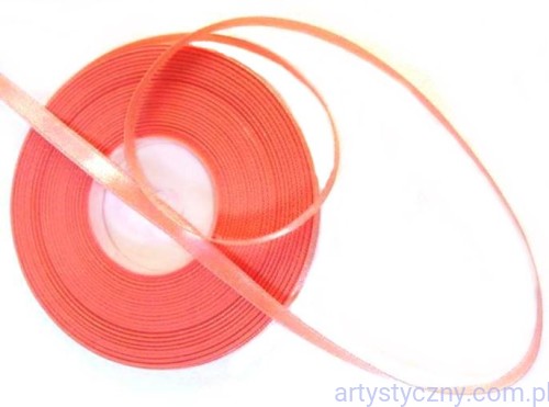 Tasiemka satynowa, wstążka atłasowa 6mm -  Łososiowa 175