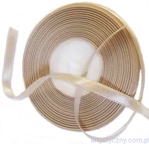 Tasiemka satynowa, wstążka atłasowa 6mm - Jasnobeżowa z296