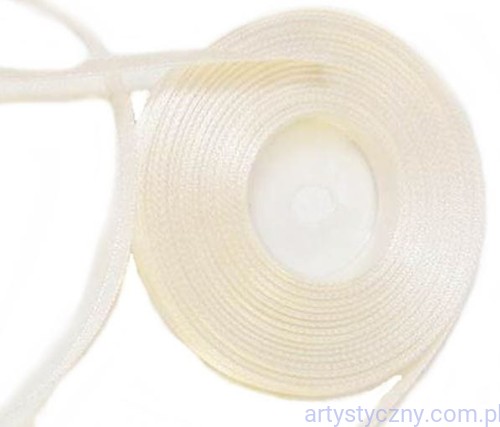 Tasiemka satynowa, wstążka atłasowa 6mm - Ecru 163