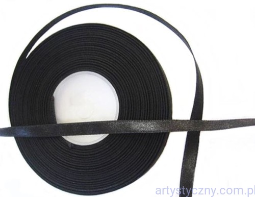 Tasiemka satynowa, wstążka atłasowa 6mm - Czarna 145
