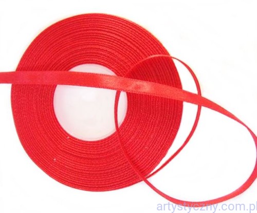 Tasiemka satynowa, wstążka atłasowa 6mm - Czerwona 107