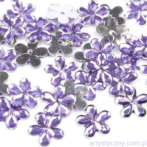 Cyrkonie kryształki do przyszycia - 50 szt - liliowe kwiatki