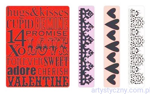 4 Foldery Sizzix - Valentine Background and Borders Set - Lamówki