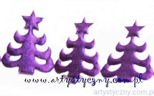 Satynowe Aplikacje Choinki Fioletowe ~ 30 sztuk