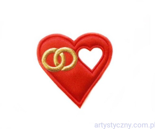 Czerwone Kotyliony Serca i Złote Obrączki - 10 sztuk