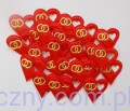 Czerwone Kotyliony Serca i Złote Obrączki - 10 sztuk