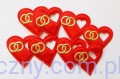 Czerwone Kotyliony Serca i Złote Obrączki - 10 sztuk