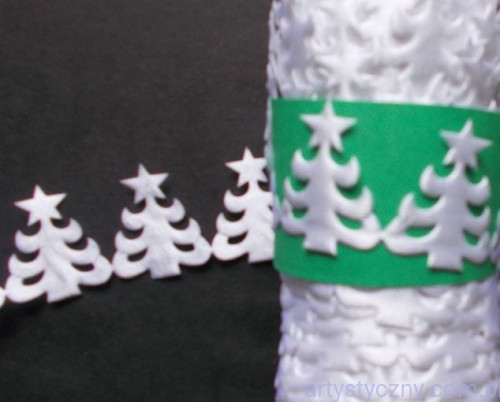 Satynowe Aplikacje Choinki ~ Białe ~ 30 sztuk