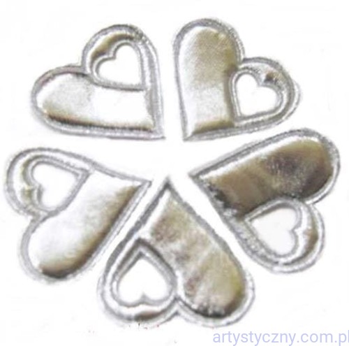 Duże Serca na kotyliony ~ Srebrne 10 sztuk