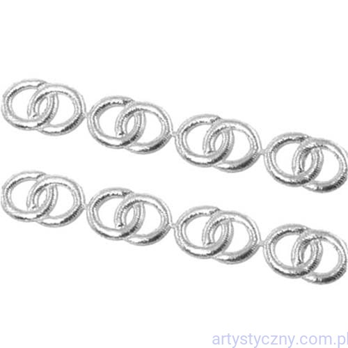 Aplikacje na taśmie Srebrne Obrączki - 50 sztuk - 1 metr
