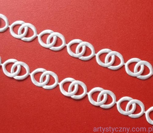 Aplikacje na taśmie Kremowe Obrączki - 50 sztuk - 1 metr