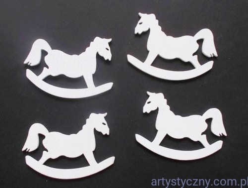 Drewniane Białe Konie Koniki na Biegunach - 4 sztuki