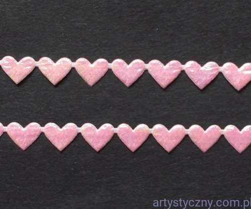 Różowe Perłowe Aplikacje Serca Serduszka Mini ~ 119 szt ~ 1 metr