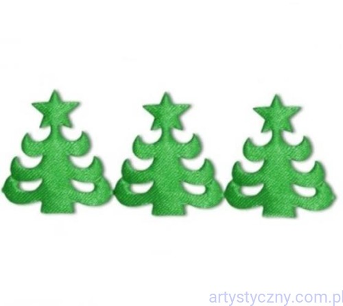 Satynowe Aplikacje Choinki Zielone ~ 30 sztuk