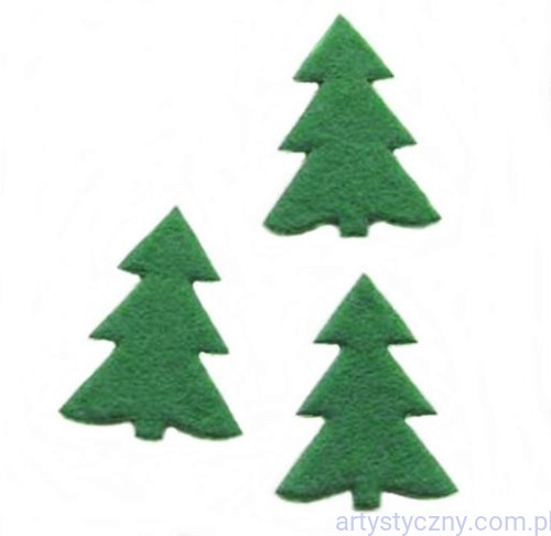 Aplikacje Choinki średnie Ciemnozielone z filcu 20 sztuk