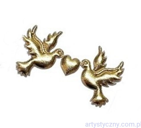 Ślubne Aplikacje Złote Gołąbki na taśmie 25 sztuk