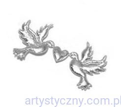 Ślubne Aplikacje Srebrne Gołąbki na taśmie 25 sztuk