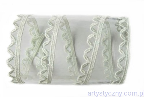 129A. Delikatna Koronka Listeczki - Pastelowa Zieleń - 5 metrów