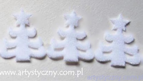 Aplikacje Choinki ~ Białe Welurowe Puchate ~ 30 sztuk