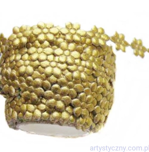 Aplikacje Złote Lycra Kwiatki Stokrotki 8mm Hurt 400 sztuk