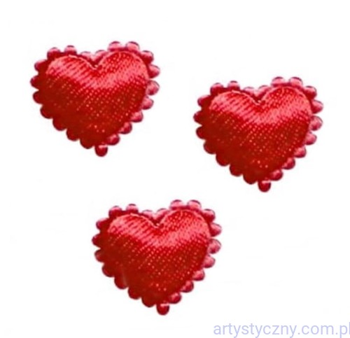 Aplikacje Czerwone Mini Serca Serduszka z Falbanką - 20 sztuk