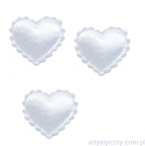 Aplikacje Białe Mini Serca Serduszka z Falbanką - 20 sztuk