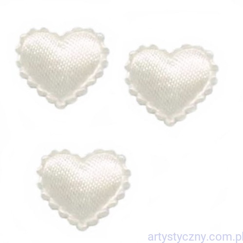 Aplikacje Kremowe Mini Serca Serduszka z Falbanką - 20 sztuk