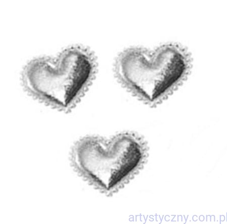 Aplikacje Srebrne Mini Serca Serduszka z Falbanką - 20 sztuk
