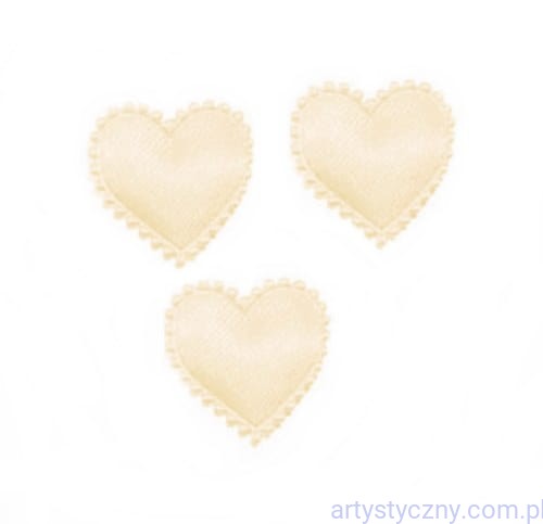 Aplikacje Kremowe Serca Serduszka z Falbanką 2cm - 20 sztuk