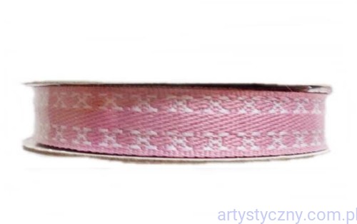 Tasiemka Rypsowa - Różowa Krzyżyki - Creative Ribbons