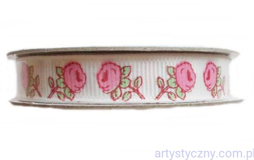 Tasiemka Wstążka Rypsowa - Róże Różyczki - 2 metry