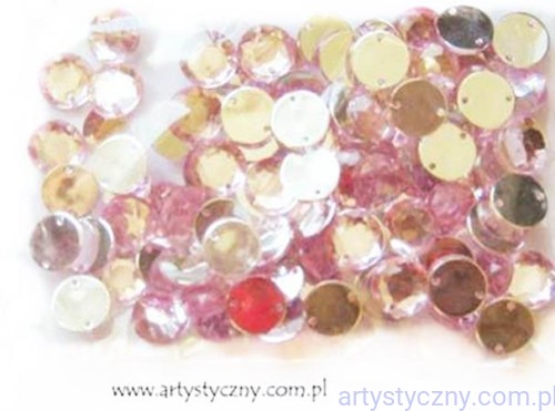 RÓŻOWE Okrągłe Cyrkonie Kryształki do przyszycia 10mm - 20 sztuk