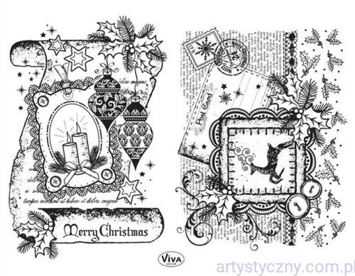 Stemple Akrylowe VIVA - Scroll Merry Christmas - Boże Narodzenie - 090