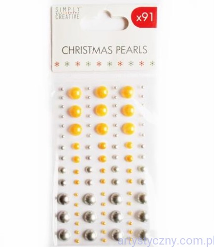 Półperełki Samoprzylepne - Christmas Pearls - Złote Srebrne - 91szt
