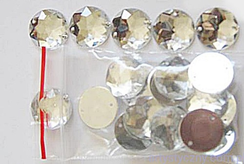 Bezbarwne Srebrne Cyrkonie Kryształki do przyszycia 15mm - 100 sztuk