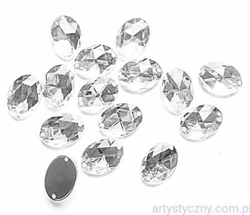 Srebrne Cyrkonie Kamienie do przyszycia Owale 13x18mm - 100 sztuk