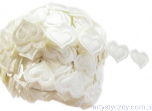 Aplikacje na taśmie KREMOWE Serca Serduszka 1,8 cm - 50 sztuk
